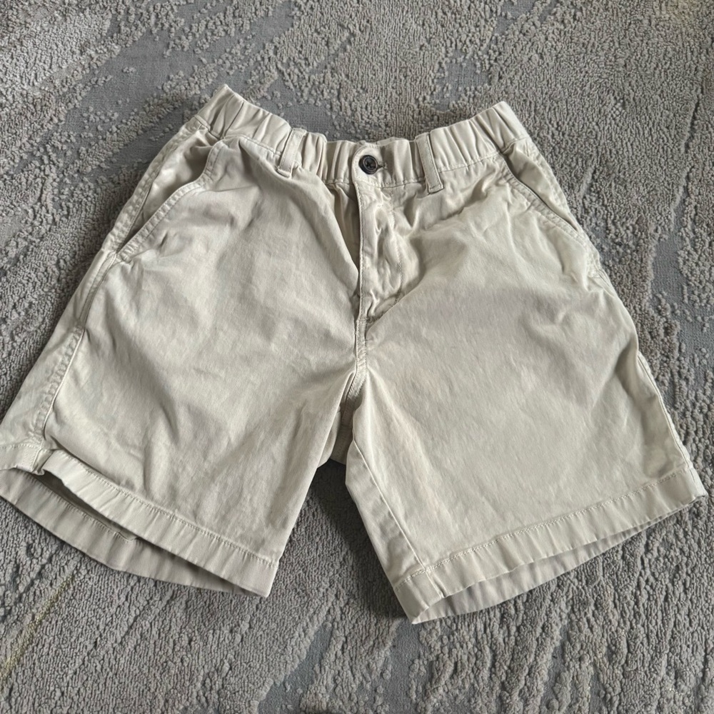 BearBottom tan khaki shorts casual stretch bermudas 7" inseam pull on small